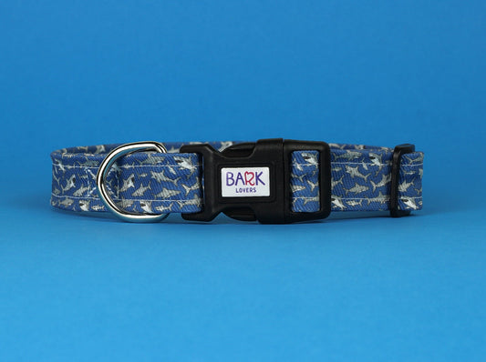 Blue Sharks Dog Collar